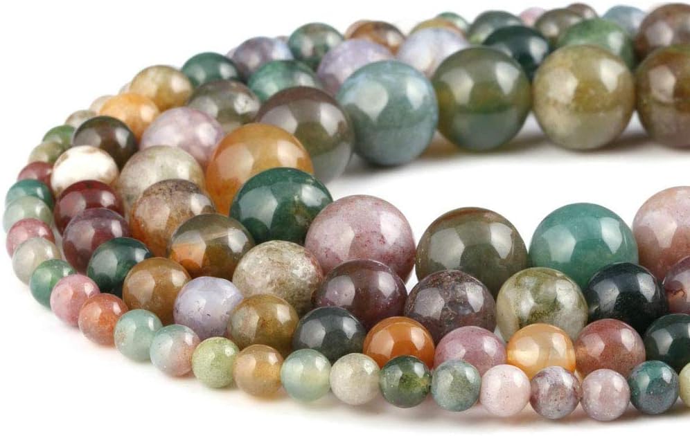 10mm Natural Indian Agate Beads Round Gemstone Loose Beads for Jewelry Making 15"(36-38pcs/strand)