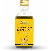 Herbs Botanica Nilibringadi Keratailam Neelibhringadi Hair Oil for Scalp, Hair Loss,Ayurvedic Oil for Hair Premature Graying 200ml Bottle