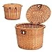 KINGSO Wicker Front Handlebar Bike Basket Bicycle Front Box with Lid and Handle
