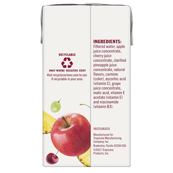 TROPICANA 100% JUICE BOX, FRUIT PUNCH, 4.23OZ (PACK OF 44) – REAL FRUIT JUICES, VITAMIN C RICH, NO ADDED SUGARS, NO ARTIFICIAL FLAVORS