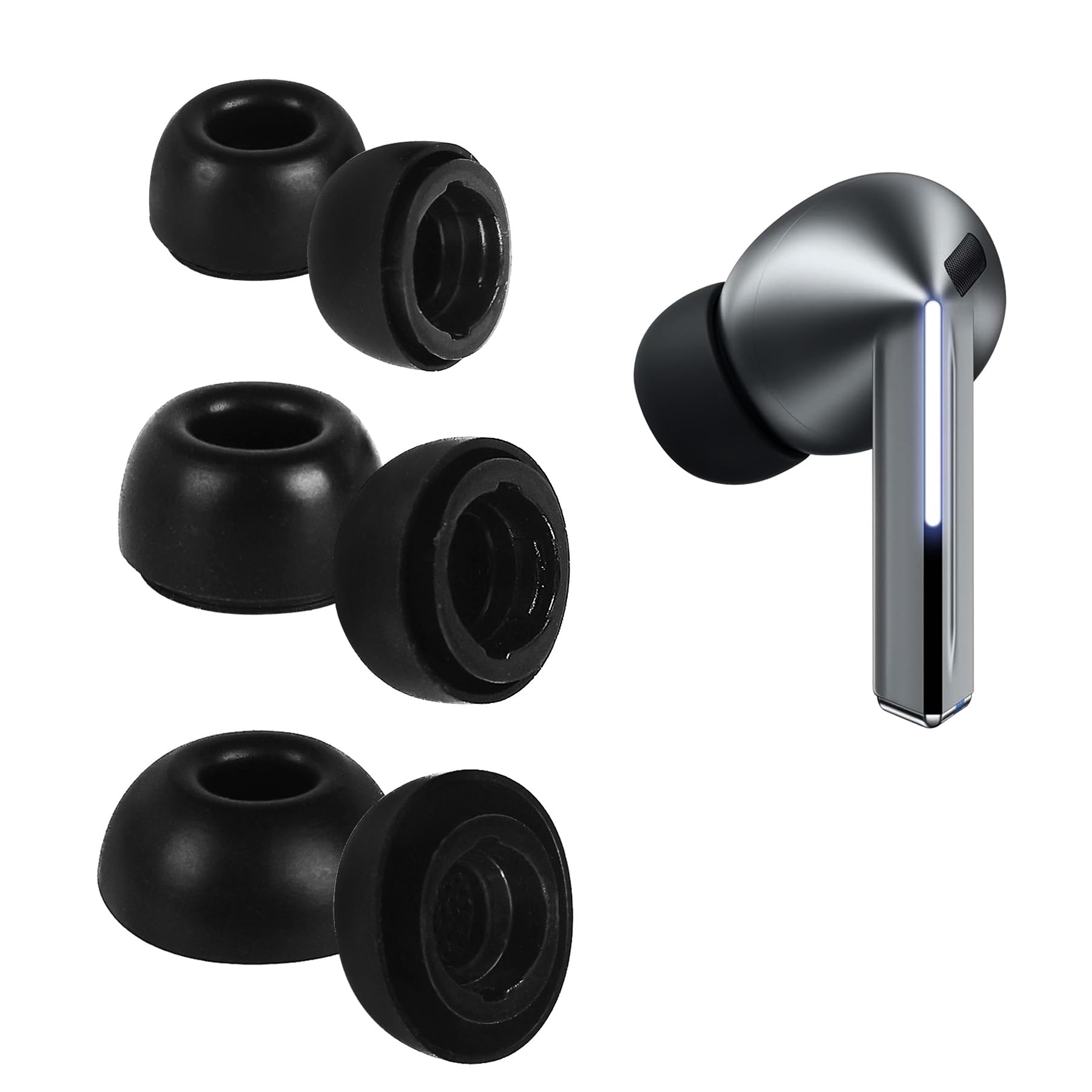 Photo 1 of (3 Pairs) umvowuxa Galaxy Buds 3 Pro Ear Tips Premium Soft Silicone Replacement Ear Tips Compatible with Samsung Galaxy Buds 3 Pro(Black)