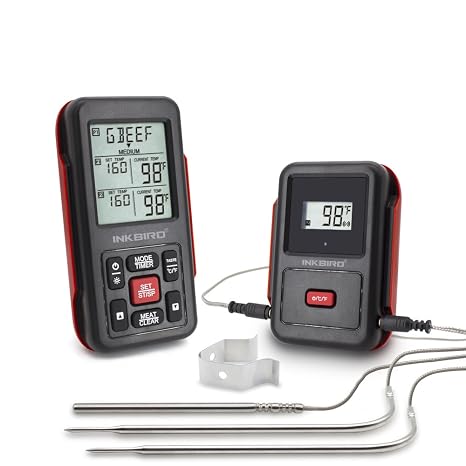 Inkbird Irf 2s 1000 Feet Wireless Remote Digital Meat Cooking Grill Thermometer With Backlighttimer For Oven Barbecue Smoking Grillingtwo Meat - 