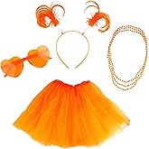 hhdatc 80s Orange Tutu Costume Accessories Colorful Tulle Tutu Skirts Orange Accessories for Women Fancy Dress Running Outfits and Dance Party Wear