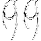 HZMAN Spike Earring for Men Women Retro Gothic Stainless Steel Lightweight Hoop Earring Jewelry Gift