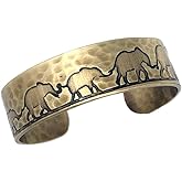ANJU JEWELRY Engraved Metal Collection Hammered Cuff Bracelet - Elephants