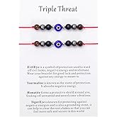 MTJAHPS Protection Bracelet, empath protection, black obsidian Crystals and Healing Stones Bracelet for Women ，Luck ，Anxiety and Stress Clam Bracelet