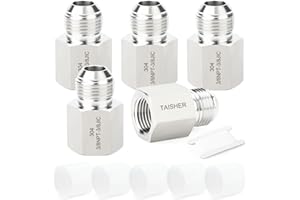TAISHER 5PCS Forging of 304 Stainless Steel JIC Flare Tube Fittings,3/8" JIC Male x 3/8" NPT Female,Half Union