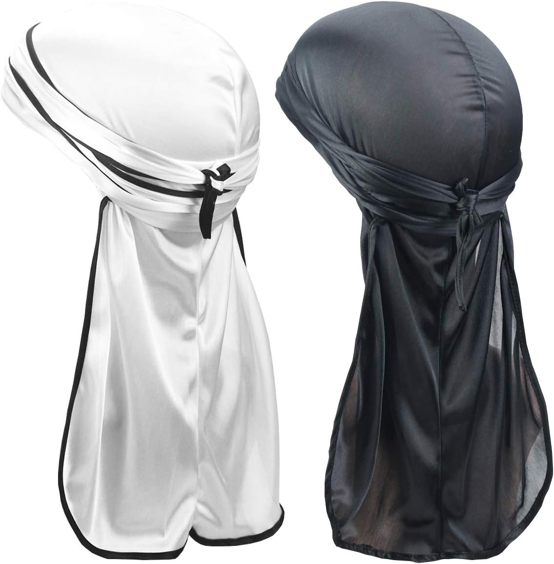 Silky Soft Durag (2PCS/3PCS) with Extra Long Tail and Wide Straps Headwrap Du-Rag for 360 Waves