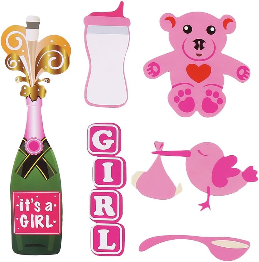 CCINEE 18 Pieces Kits Party Photo Booth Props,Baby Shower Girl Photo Props, Pink 18pcs - Image 3