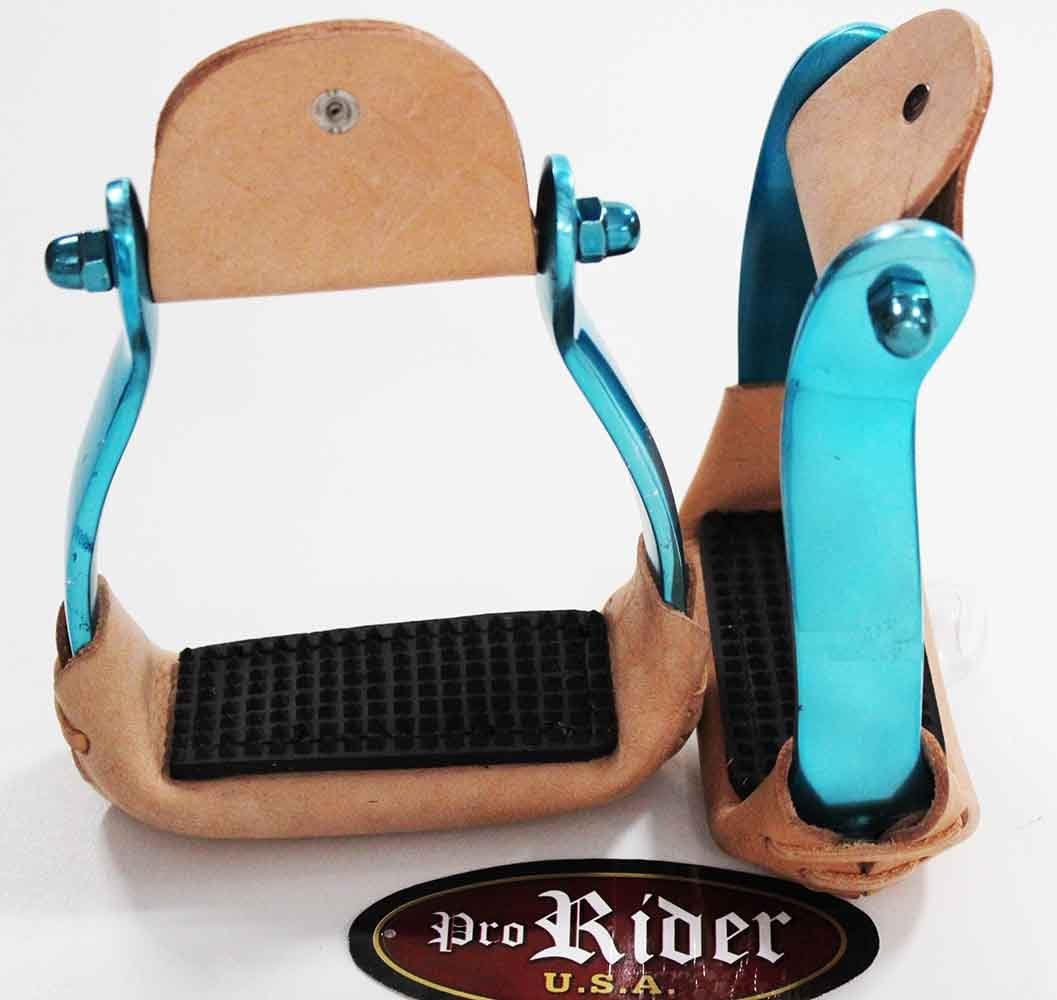 Horse Western Barrel Racing Saddle Aluminum Stirrups Teal Turquoise Tack 5162