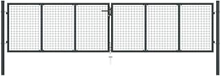 vidaXL Mesh Gartentor Verzinkter Stahl Doppelflügeltor Doppeltor Gartentür Zauntor Hoftor Zauntür Gartenpforte Einfahrtstor Tor 400x150cm Grau