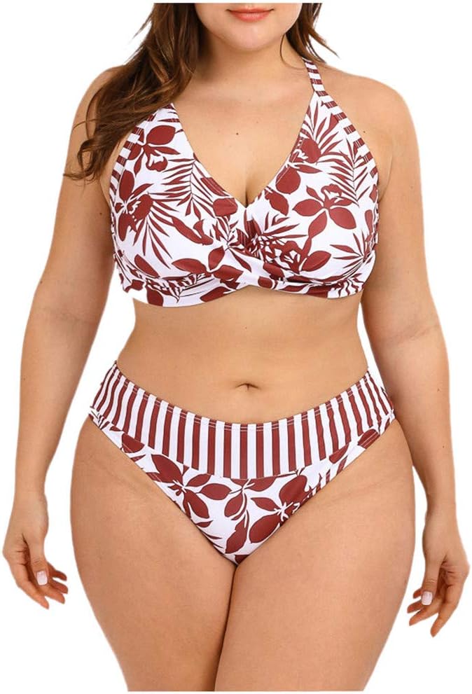 Sexy Bikini Set Swimwear Camouflage Striped Halter Split Swimsuit Bathing Suits Backless Swimming Costume for Ladies