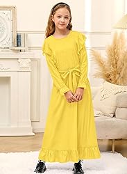 Kids Girl Yellow Casual Tie Front Crew Neck Elegant