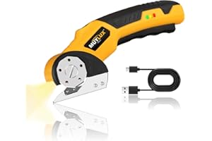 MUYLUX Cordless Electric Scissor & Cardboard Cutter, Electric Scissors for Fabric, Cardboard, Plastic and Wrapping Paper, Box Cutter with Safety Lock & LED Light, Power Tools for DIY, Craft