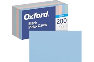 Oxford Blank Index Cards, Blank Note Cards, Flashcards for School, 4 Assorted Pastel Colors: Gray, Peach, Light Blue and Ligh