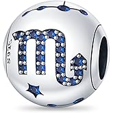 Pandach 12 Zodiac Sign Birthday Charms 925 Sterling Silver Birthstone Charms Fits Women's Charm Bracelet Necklace Bangle Gifts for Womens Friends