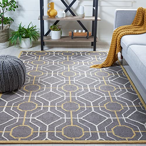 SAFAVIEH Four Seasons Collection 5' x 8' Dark Grey/Ivory FRS244C Hand-Hooked Ge…