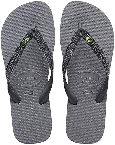 Havainas Havaianas Unisex Flip- Flop Logo Brazil Beach Sandals - Anytime Flip Flop Variation of Colors &amp; Style (37-38 BR/7-7.5 D(M) US, Brasil -Cinza)