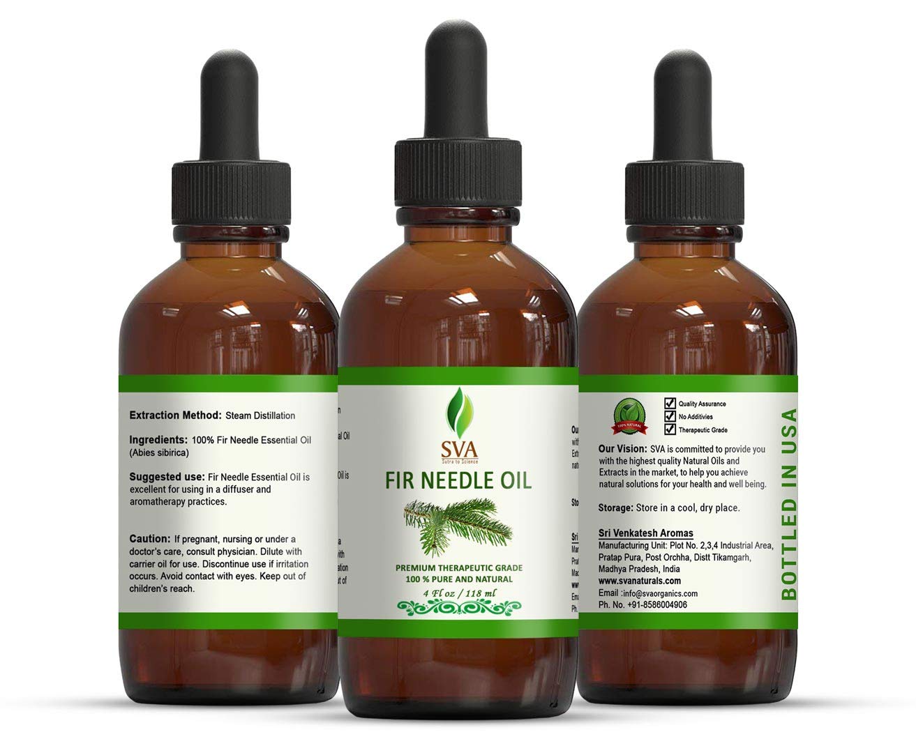 SVA ORGANICS 100% PURE SIBERIAN FIR NEEDLE ESSENTIAL OIL 4 OZ (118 ML) THERAPEUTIC GRADE: Beauty