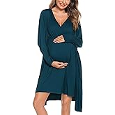 SWOMOG Women Maternity Nursing Gown and Robe Set 3 in 1 Labor Delivery Nursing Nightgown for Breastfeeding Hospital Bathrobe