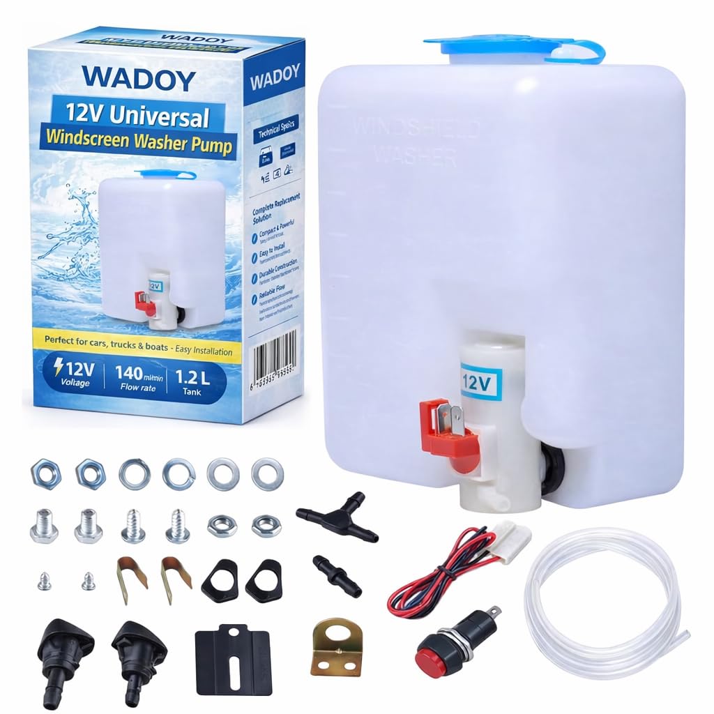 Photo 1 of 12V Universal Car Windshield Washer Pump System with Jet Button Switch 160186 Reservoir Tank Bottle Kit Universal Windshield Washer Kit