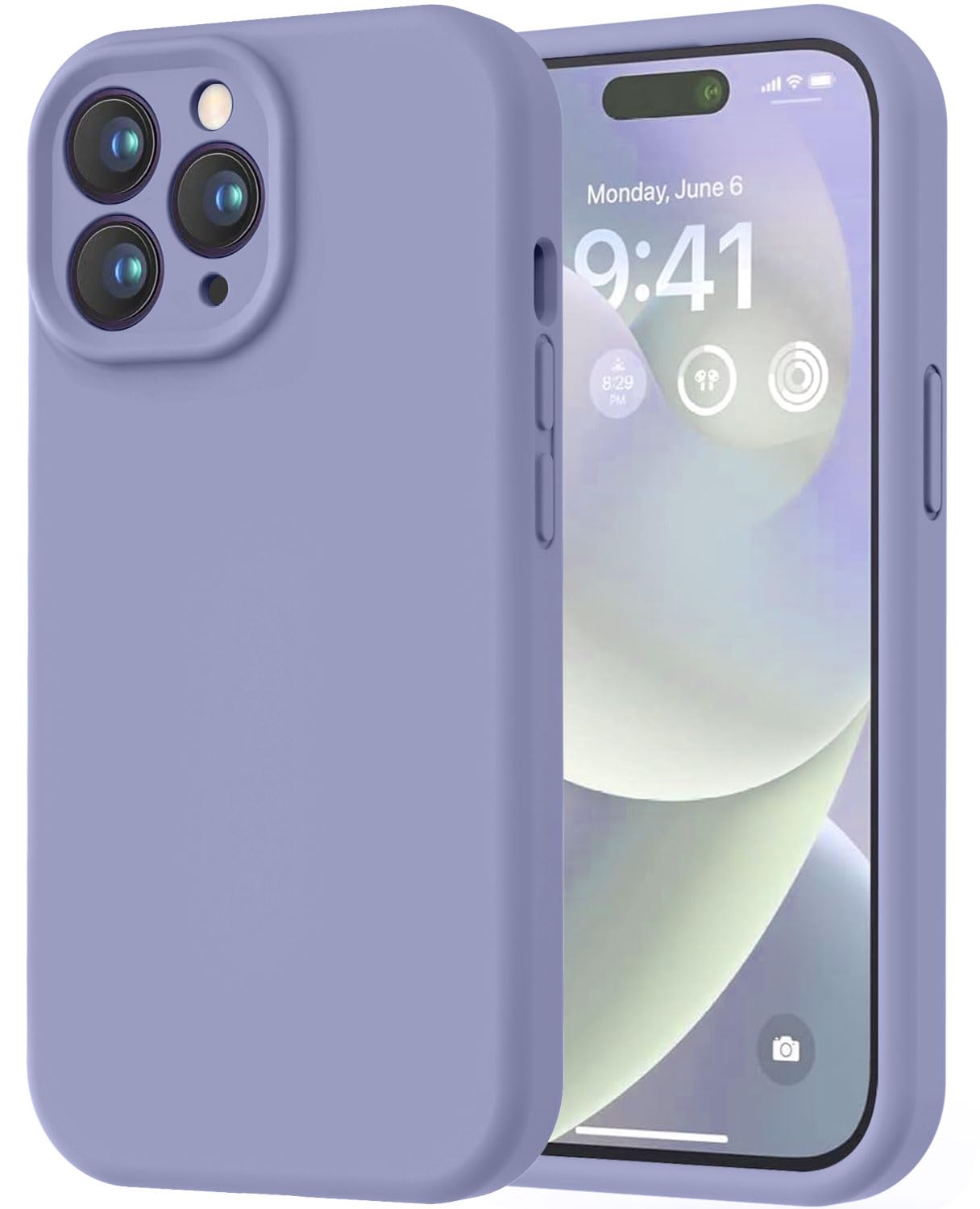 Photo 1 of LOVE 3000 Designed for iPhone 14 Pro Max Case, Premium Silicone with [Soft Anti-Scratch Microfiber Lining] Shockproof Protective Phone Case for Men Women Girls 6.7", Lavender Grey