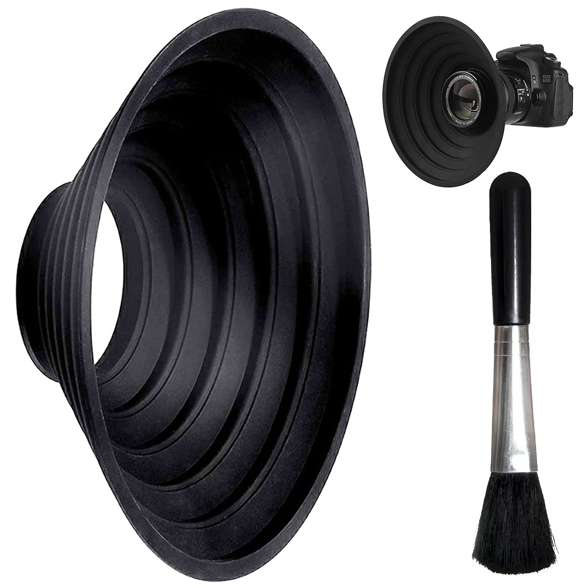 Silicone Lens Hood DBAILY Anti-Reflective Lens Hood Camera Dust Brush Lens Hood Filter Thread Protector Fits Anti Reflection Collapsible External Dia 70mm~90mm Camera Glare Adapter for Canon Nikon