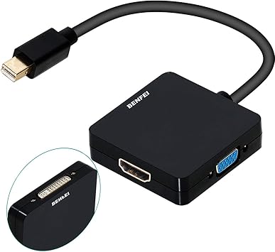 Amazon Com Mini Displayport To Hdmi Vga Dvi 4k Adapter Benfei 3 In 1 Gold Plated Mini Displayport Dp To Hdmi Dvi Vga Adapter Male To Female Compatible With Macbook Air Mac Mini Microsoft Surface Pro 3 4 Electronics