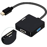 BENFEI Adaptador Mini DisplayPort a HDMI VGA DVI 4K, 3 en 1 chapado en oro Mini DisplayPort (DP) a HDMI/DVI/VGA (hombre a hem