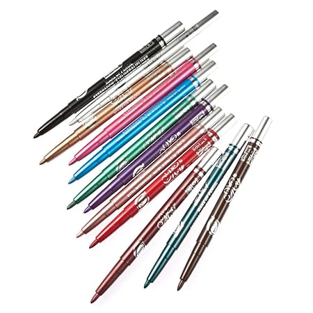 12 Farben Lidschatten Stifte Wasserfester Lang Anhaltende Eyeshadow Stifte Zum Lidschatten Eyeliner Eyebrow (12 Farben, Mehrfarbig)