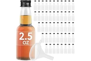 Impresa Mini Liquor Bottles with Leak-Proof Caps - Durable Plastic Shot Bottles - Holds Up to 2.5oz Mini Alcohol Bottle - 75 