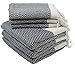 Set of 6 Turkish Cotton Bath Beach Spa Sauna Hammam Yoga Gym Hamam Hand Towel Fouta Peshtemal Pestemal Blanket - 6 Black