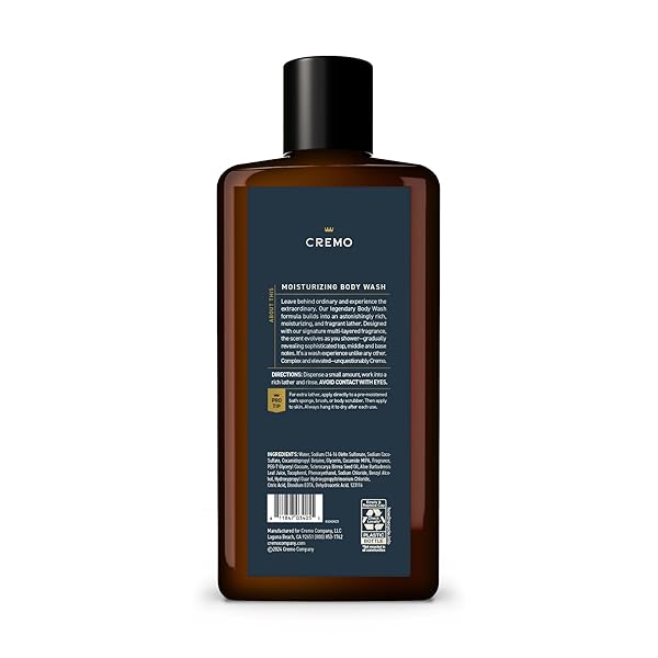 CREMO BODY WASH FOR MEN, RICH-LATHERING PALO SANTO, 16 FL OZ