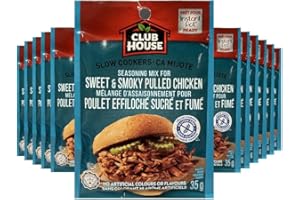 Club House, Dry Sauce/Seasoning/Marinade Mix, Sweet&Smokey Pulled Chicken, Slow Cookers, 35g, Case Pack 12 Count