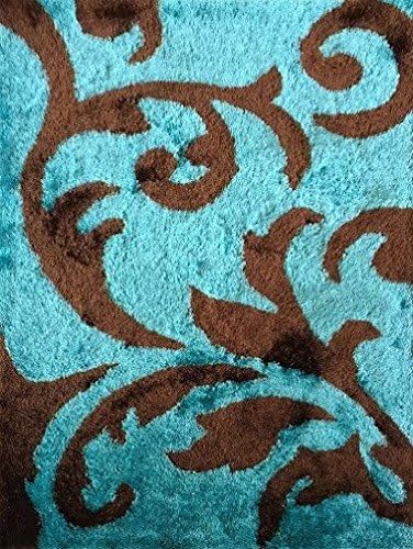 CHIC RUGZ Lo La 003 Modern Turquoise Brown Hand Tufted Area Shag Rug, 2' x 3'