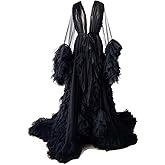 Kelaixiang Tulle Robe Long Lingerie Bridal Dressing Gown Puffy Nightgown Photoshoot