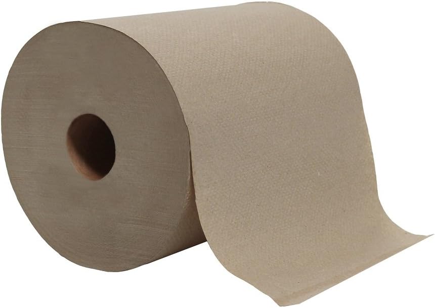 Allen Eden Brown Paper Towels, 7.8" x 600' for Bathroom Paper Hand Towels and Kitchen Paper Towel Roll , (Packing of 6 Rolls)