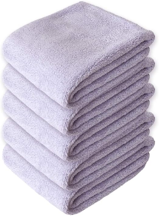 Amazon リビングプランニング フェイスタオル 同色 5枚セット 80 30cm Suuf 吸水タオル マイクロファイバータオル ヘアドライタオル まとめ買い オシャレカラー パープル 同色5枚セット フェイスタオル ホーム キッチン オンライン通販