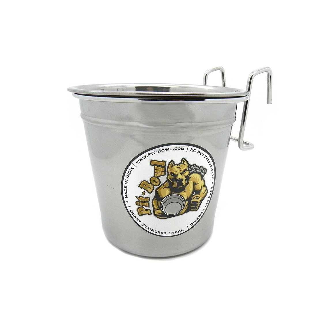 DryFur® Stainless Steel Hookon, Dog Crate Water Bowl 1.5qt CR82 Pit