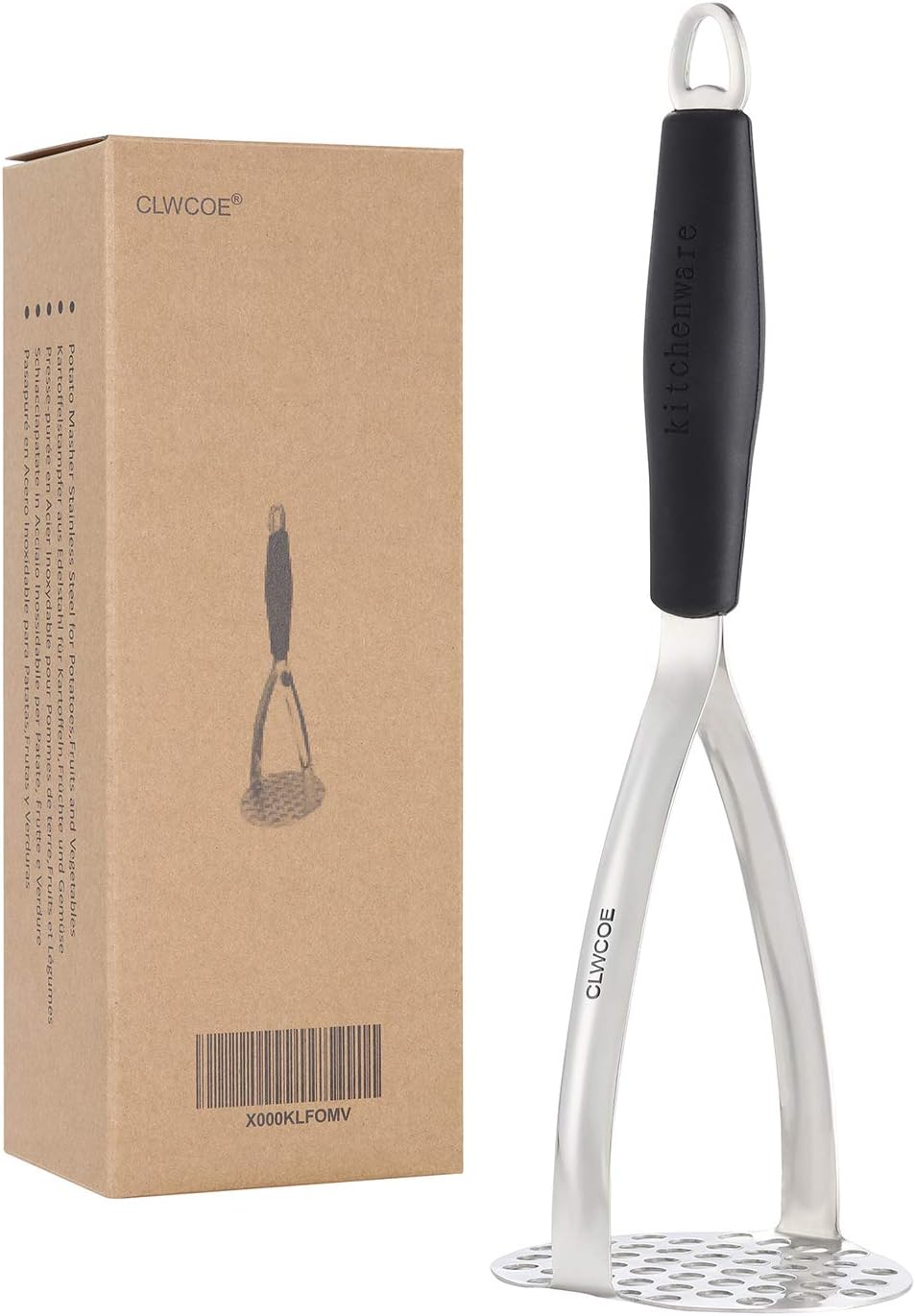 GWCLEO Potato Masher, Manual Potato Ricers Thick Stainless Steel, Potato Press with Silicone Handle for Fruits and Vegetables