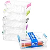 Extra Large Pencil Box, Plastic Hard Pencil Pen Case, Clear Crayon Box Bulk Marker Organizer, Plastic Storage Box Containers With Lids For Craft, Pen, Art, School Office Supplies(Multicolor 6 Pack)