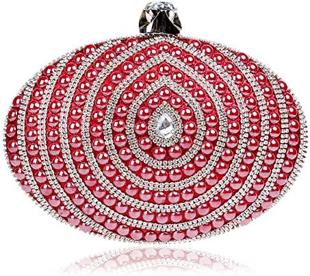 LoriLi Womens Ellipse Colour Clutch Evening Purse Bag(Red)