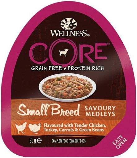 Wellness CORE Savoury Medleys 12 x 85g, Chicken & Turkey, Wet Dog Food for Small Breeds Grain-Free, Natural, Hypoallergenic