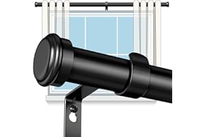 IFELS Heavy Duty Curtain Rods for Windows 66 to 120 Inch, 1 Inch Black Curtain Rods for Outdoor, Farmhouse, Bedroom, Kitchen, Living Room, Adjustable Easy Install Curtain Rods (A4,Black,30"-120")