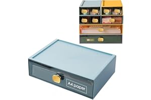 DETEIN Stackable Desk Organizer Drawer 13" Wx9 Lx3.3 H Large Desktop Storage Drawers for Printer Paper Clear Stacking Storage Organizer Box for Office, Home, Stationery, Bathroom (Blue, L)