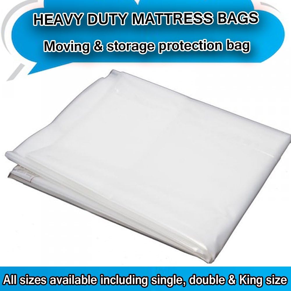 HEAVY DUTY REMOVAL MOVING MATTRESS POLYTHENE COVER BAG *400 GAUGE* (Double 4ft 6" Mattress Bag)