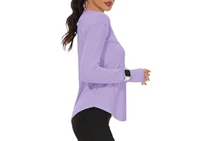 Loovoo Women's Long Sleeve Running Shirts Workout Tops UPF 50+ Sun Shirt Quick Dry Athletic T-Shirts with Watching Window