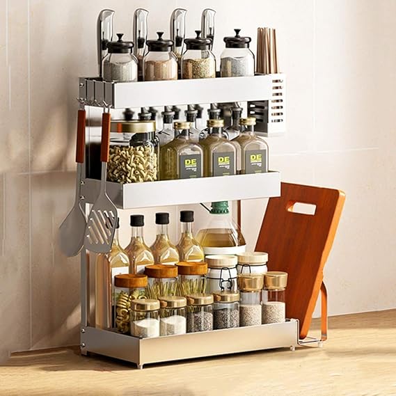 estantes de madera para especias