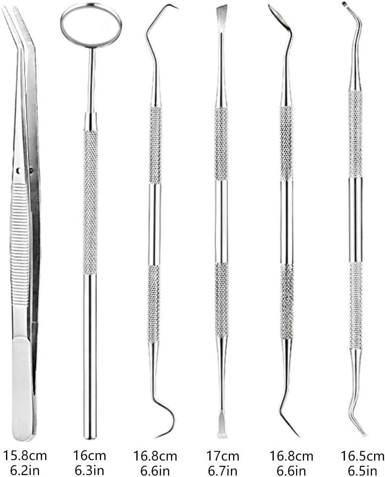 6 Pcs Dental Probe Dentist Teeth Pick Probe Mirror Tool Set Oral