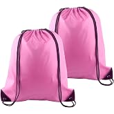 PLULON 2Pcs Drawstring Bags Bulk, Pink Drawstring Backpack String Backpack Cinch Sack Sport Gym Backpack Bags for Yoga Traveling Outdoor Sports